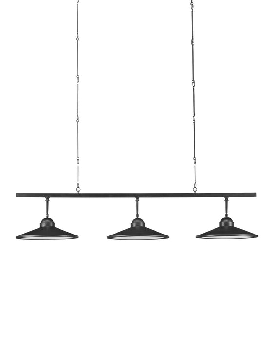 Currey and Company 9000-0858 Three Light Chandelier, Black Bronze/White
