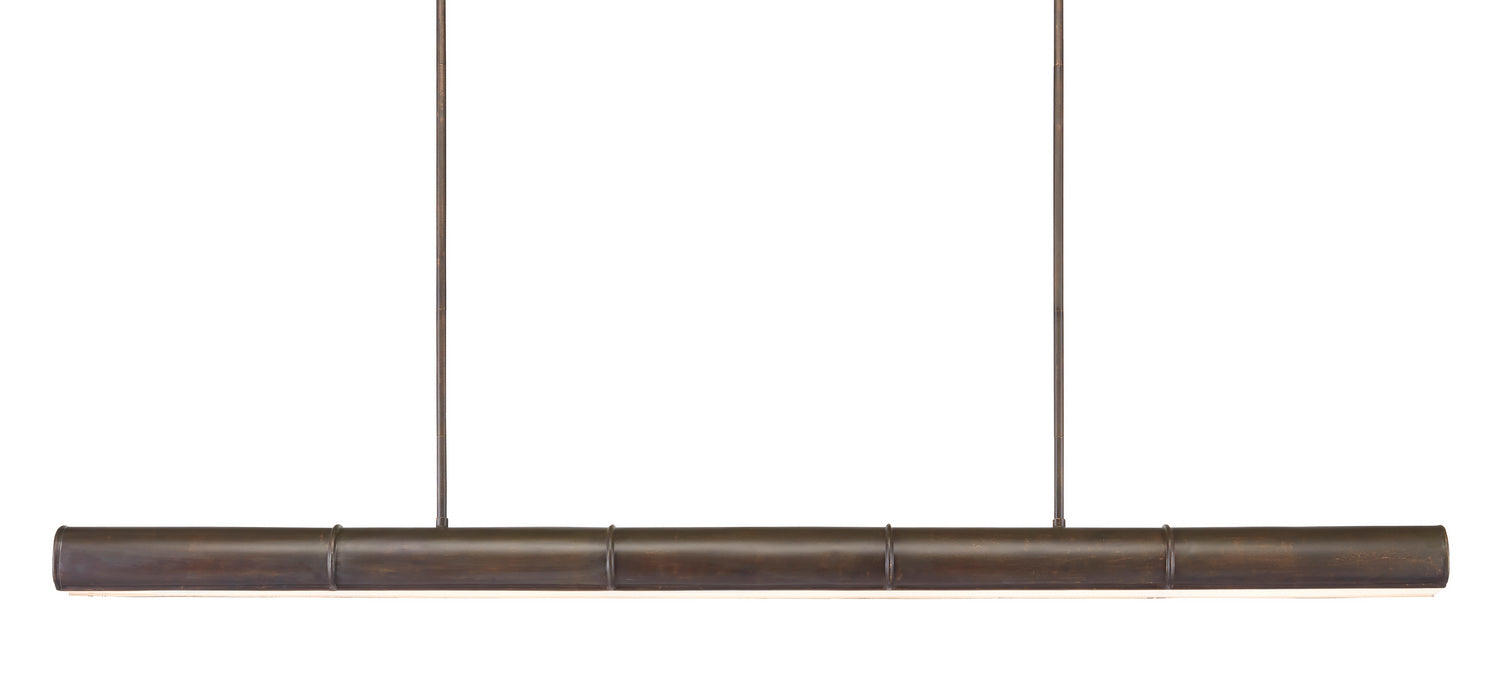 Currey and Company 9000-0862 Five Light Linear Chandelier, Bronze Verdigris/White