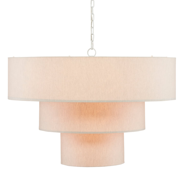 Currey and Company 9000-0866 Nine Light Chandelier, White/Linen