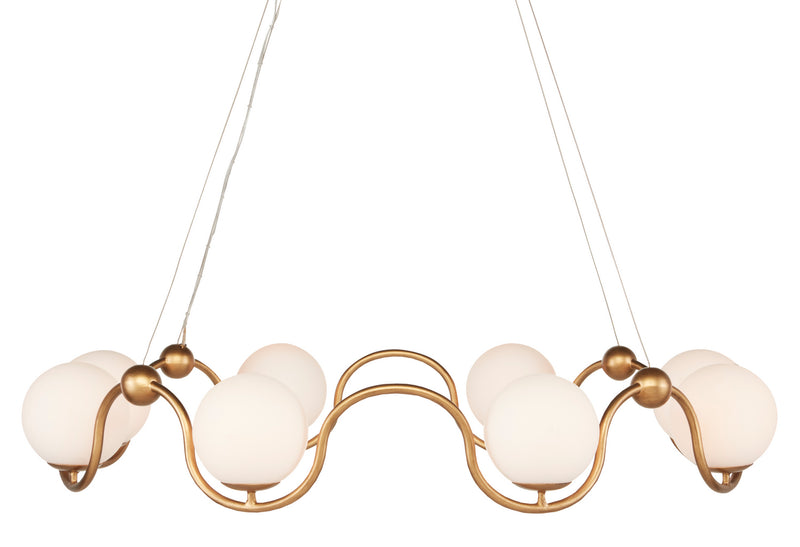 Currey and Company 9000-0878 Eight Light Chandelier, Antique Brass/White