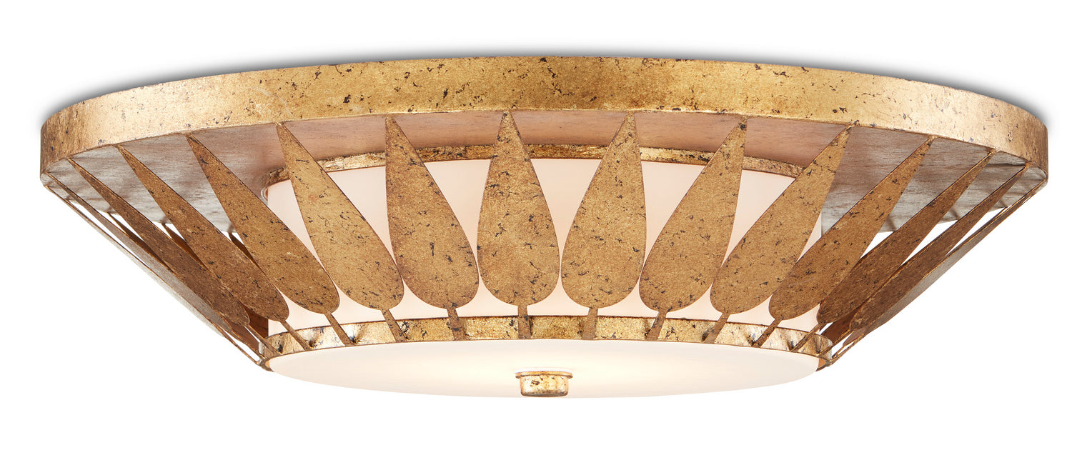Currey and Company 9999-0055 LED Flush Mount, Autumn Gold/Milky Glass