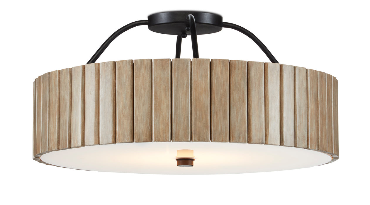 Currey and Company 9999-0058 One Light Semi-Flush Mount, Taupe/Black