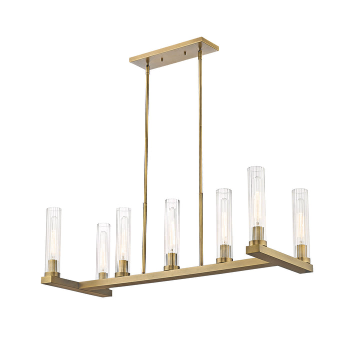 Z-Lite 3031-7L-RB Seven Light Linear Chandelier, Rubbed Brass