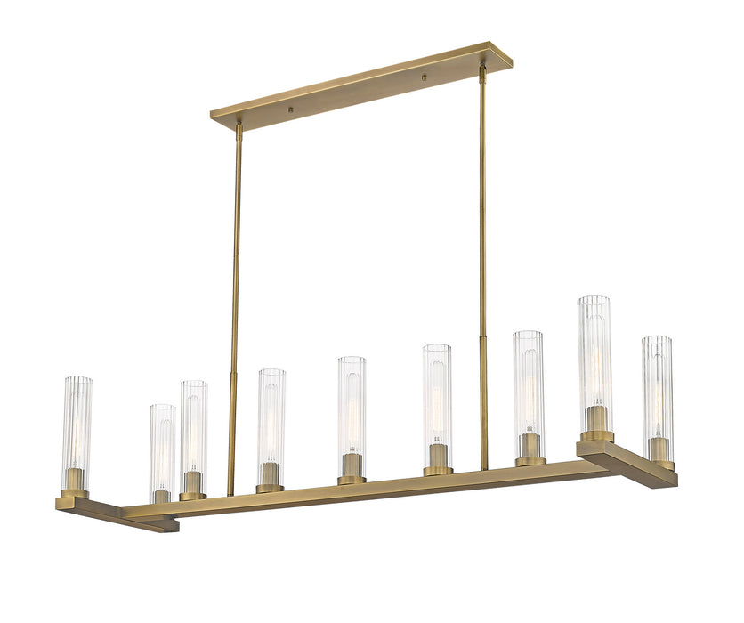 Z-Lite 3031-9L-RB Nine Light Linear Chandelier, Rubbed Brass
