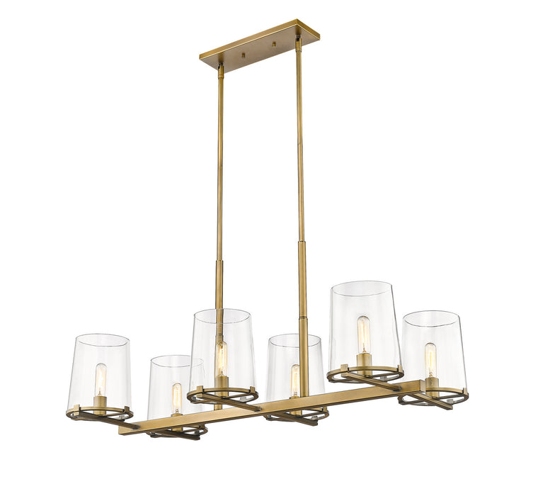 Z-Lite 3032-6L-RB Six Light Linear Chandelier, Rubbed Brass