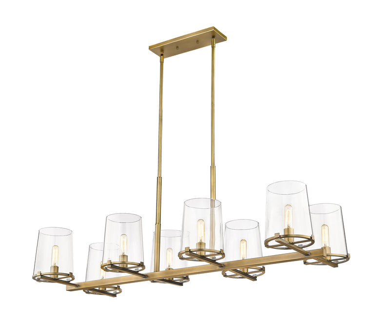 Z-Lite 3032-8L-RB Eight Light Linear Chandelier, Rubbed Brass