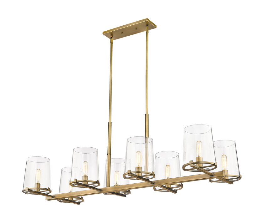 Z-Lite 3032-8L-RB Eight Light Linear Chandelier, Rubbed Brass