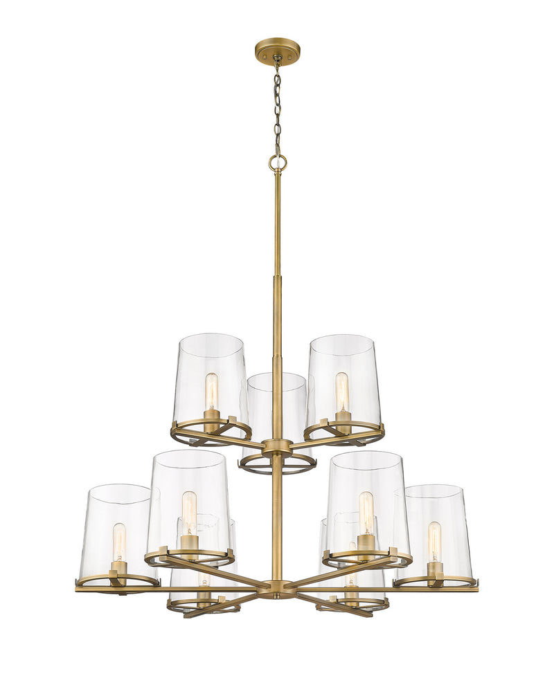Z-Lite 3032-9RB Nine Light Chandelier, Rubbed Brass