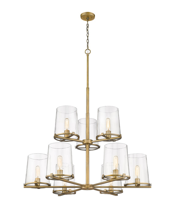 Z-Lite 3032-9RB Nine Light Chandelier, Rubbed Brass