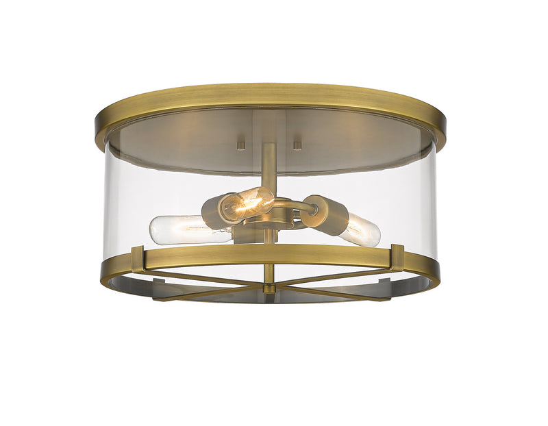 Z-Lite 3032F-RB Three Light Flush Mount, Rubbed Brass
