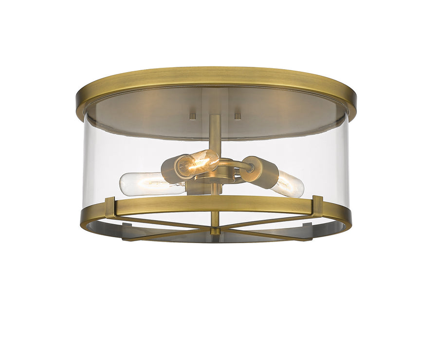 Z-Lite 3032F-RB Three Light Flush Mount, Rubbed Brass