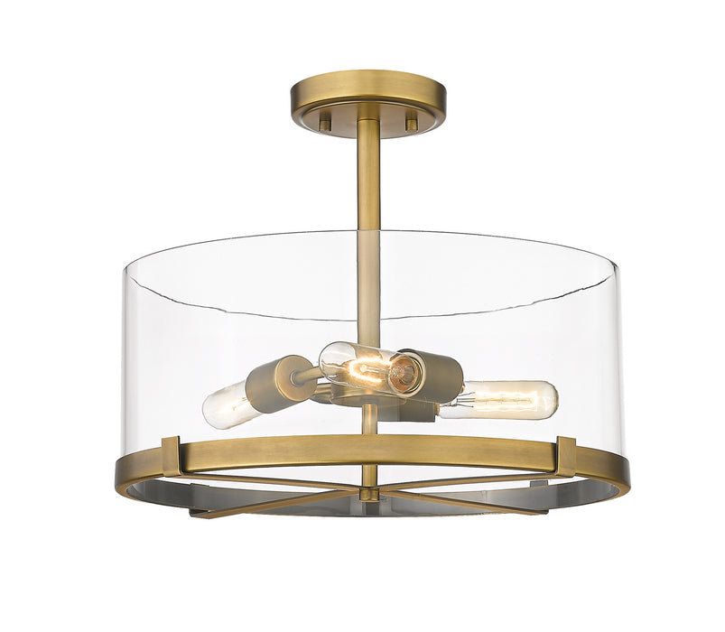 Z-Lite 3032SF-RB Three Light Semi Flush Mount, Rubbed Brass