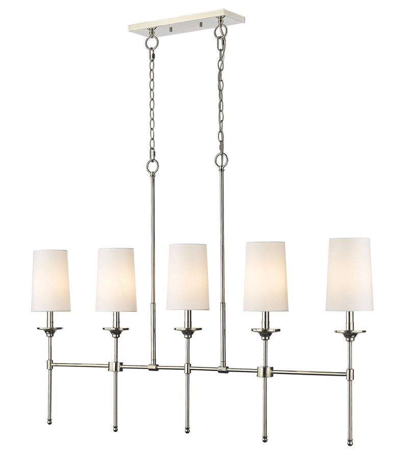 Z-Lite 3033-5L-PN Five Light Linear Chandelier, Polished Nickel