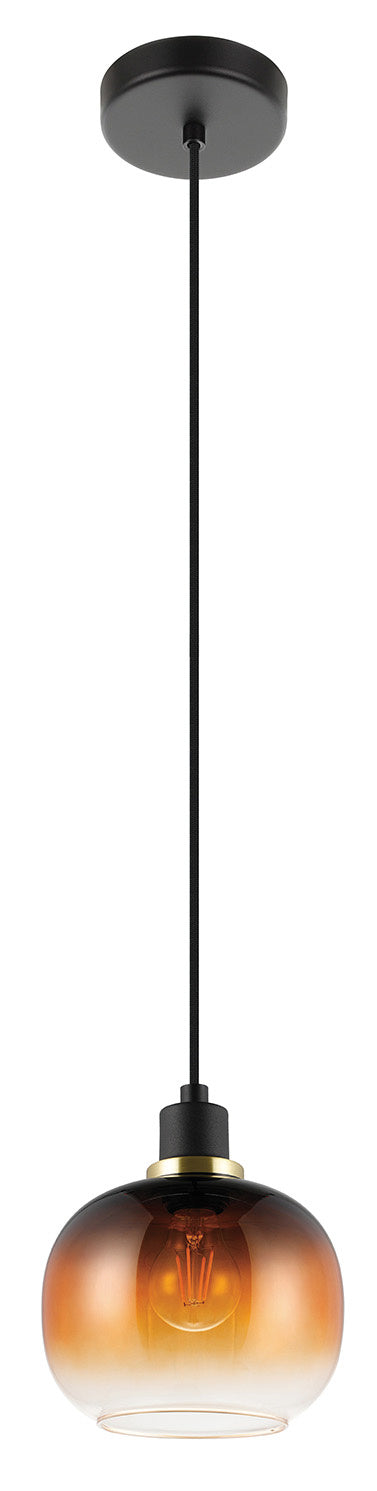 Eglo USA 99614A One Light Mini Pendant, Structured Black