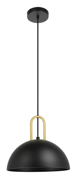 Eglo USA 99693A One Light Pendant, Structured Black w/ Brushed Brass Accents