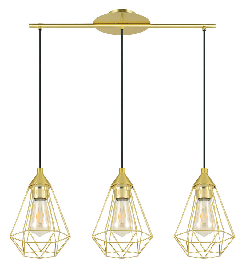 Eglo USA 43682A Three Light Linear Pendant, Brushed Brass
