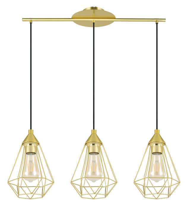 Eglo USA 43682A Three Light Linear Pendant, Brushed Brass