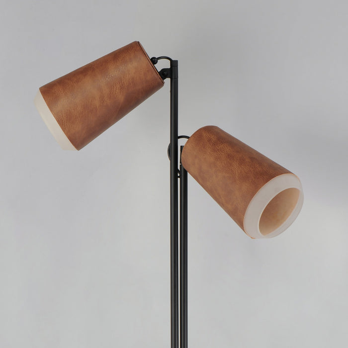 Maxim 10099WWDTN LED Floor Lamp, Weathered Wood / Tan Leather
