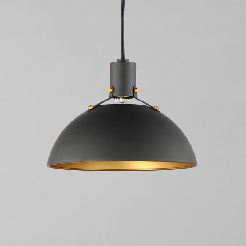 Maxim 12042ABBK One Light Pendant, Antique Brass / Black