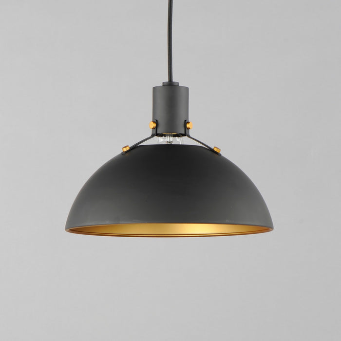 Maxim 12042ABBK One Light Pendant, Antique Brass / Black