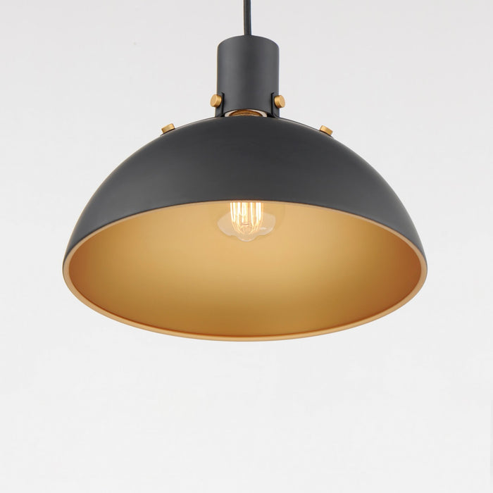 Maxim 12042ABBK One Light Pendant, Antique Brass / Black