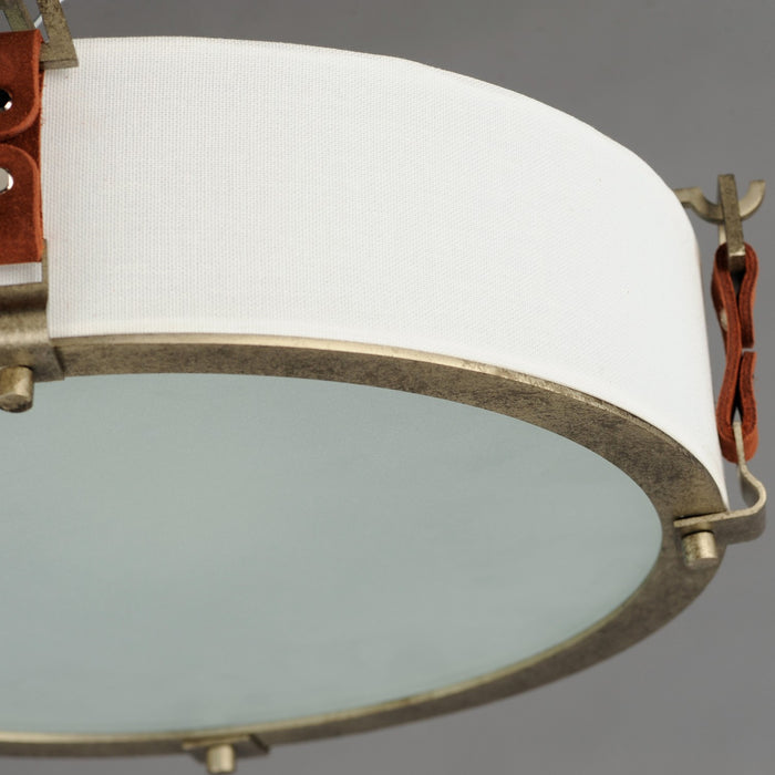 Maxim 16130FTWZBSD Three Light Flush Mount, Weathered Zinc / Brown Suede