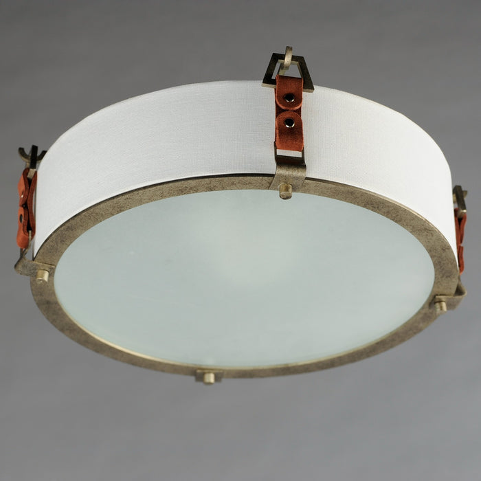 Maxim 16130FTWZBSD Three Light Flush Mount, Weathered Zinc / Brown Suede