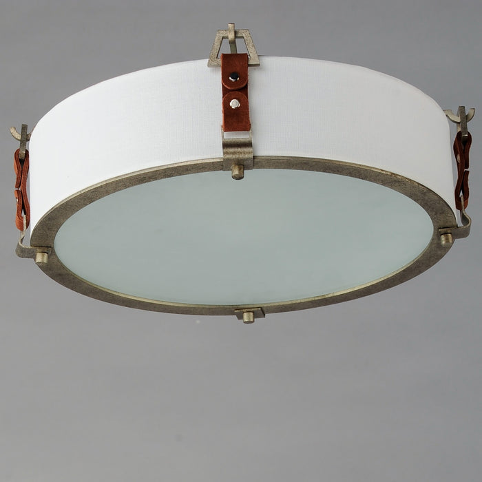 Maxim 16130FTWZBSD Three Light Flush Mount, Weathered Zinc / Brown Suede
