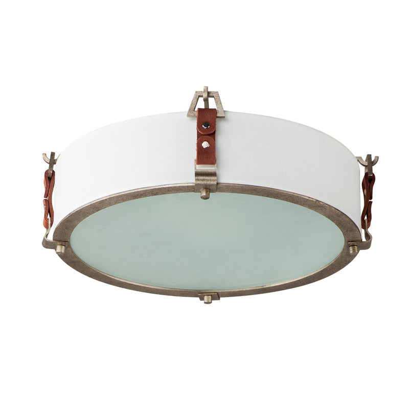 Maxim 16130FTWZBSD Three Light Flush Mount, Weathered Zinc / Brown Suede