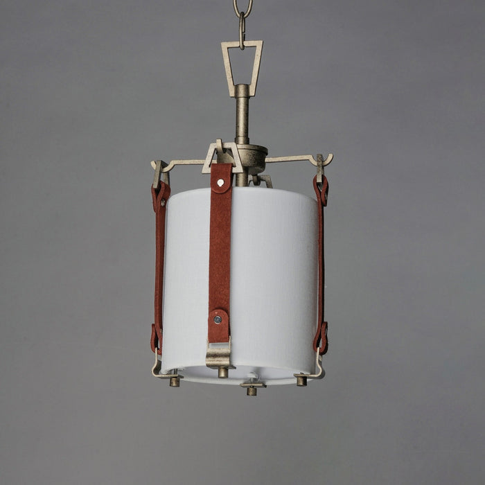 Maxim 16132FTWZBSD One Light Pendant, Weathered Zinc / Brown Suede
