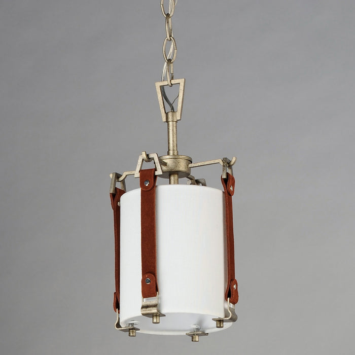 Maxim 16132FTWZBSD One Light Pendant, Weathered Zinc / Brown Suede