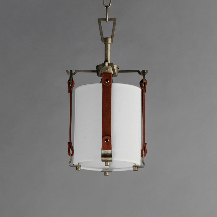 Maxim 16132FTWZBSD One Light Pendant, Weathered Zinc / Brown Suede