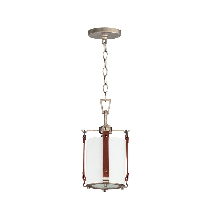 Maxim 16132FTWZBSD One Light Pendant, Weathered Zinc / Brown Suede