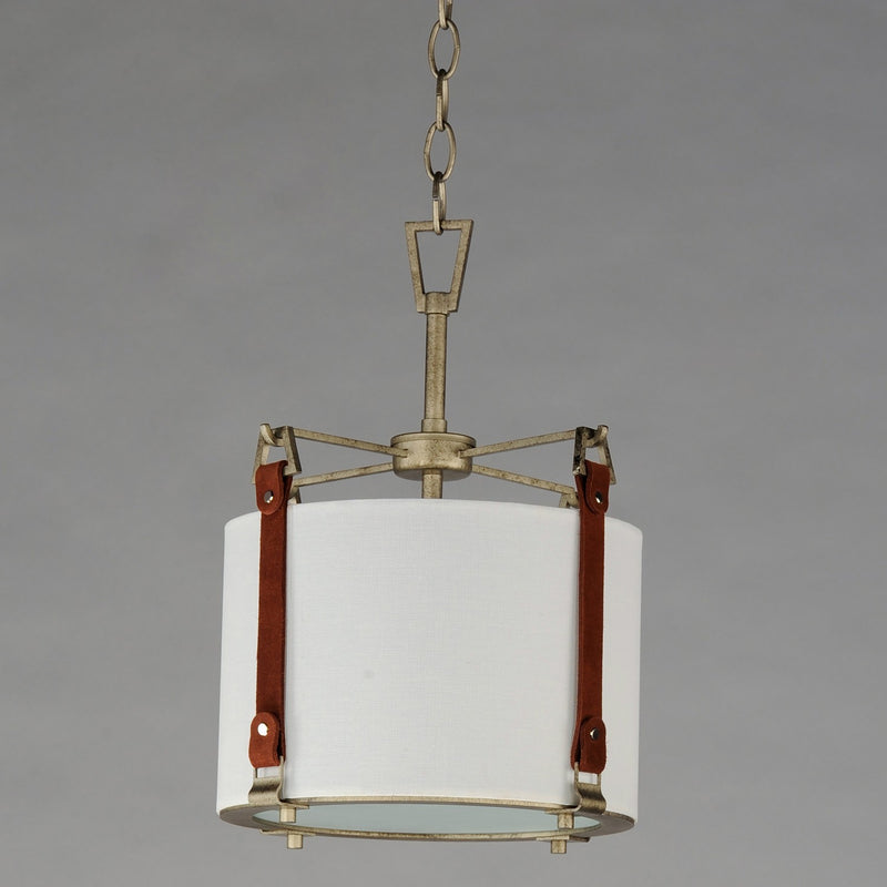 Maxim 16133FTWZBSD One Light Pendant, Weathered Zinc / Brown Suede