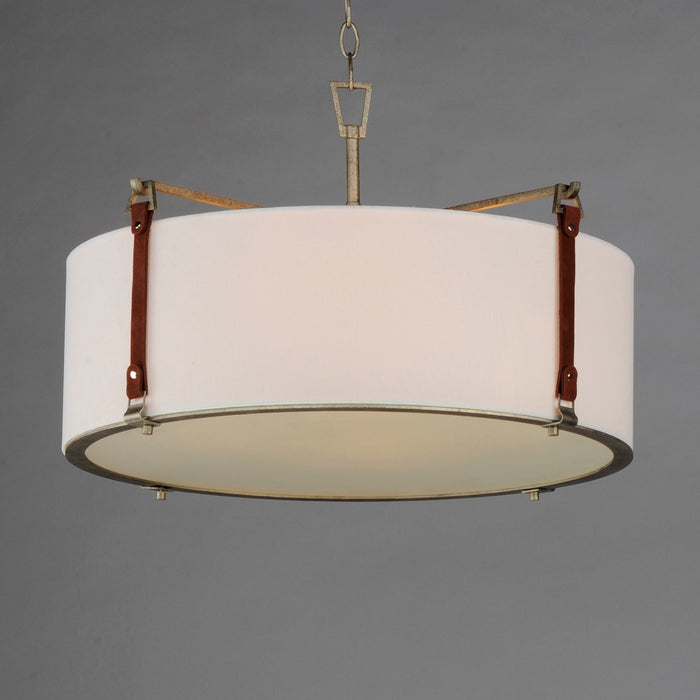 Maxim 16135FTWZBSD Four Light Pendant, Weathered Zinc / Brown Suede