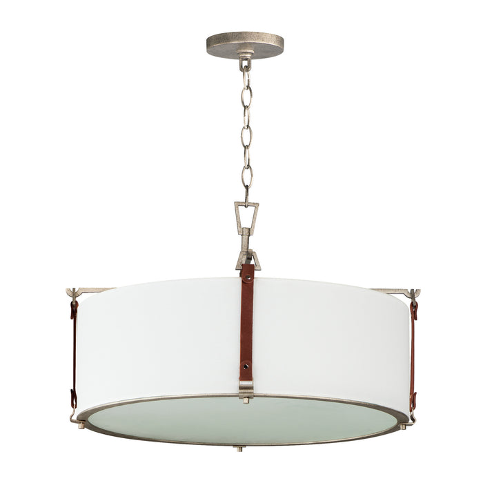 Maxim 16135FTWZBSD Four Light Pendant, Weathered Zinc / Brown Suede