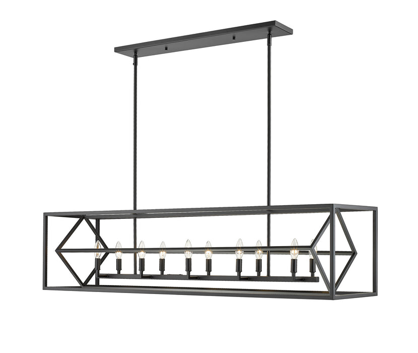 Z-Lite 457-10L-MB Ten Light Linear Chandelier, Matte Black