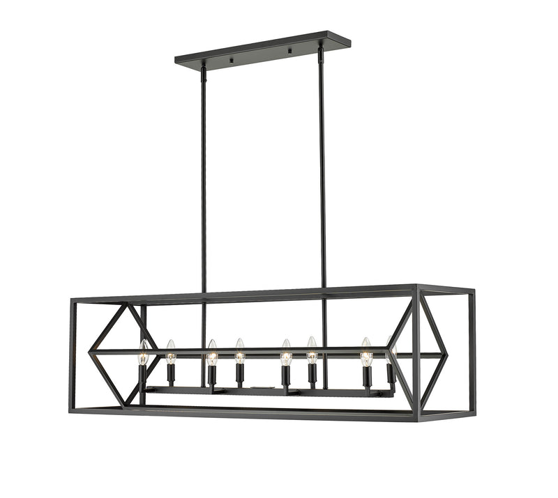 Z-Lite 457-8L-MB Eight Light Linear Chandelier, Matte Black