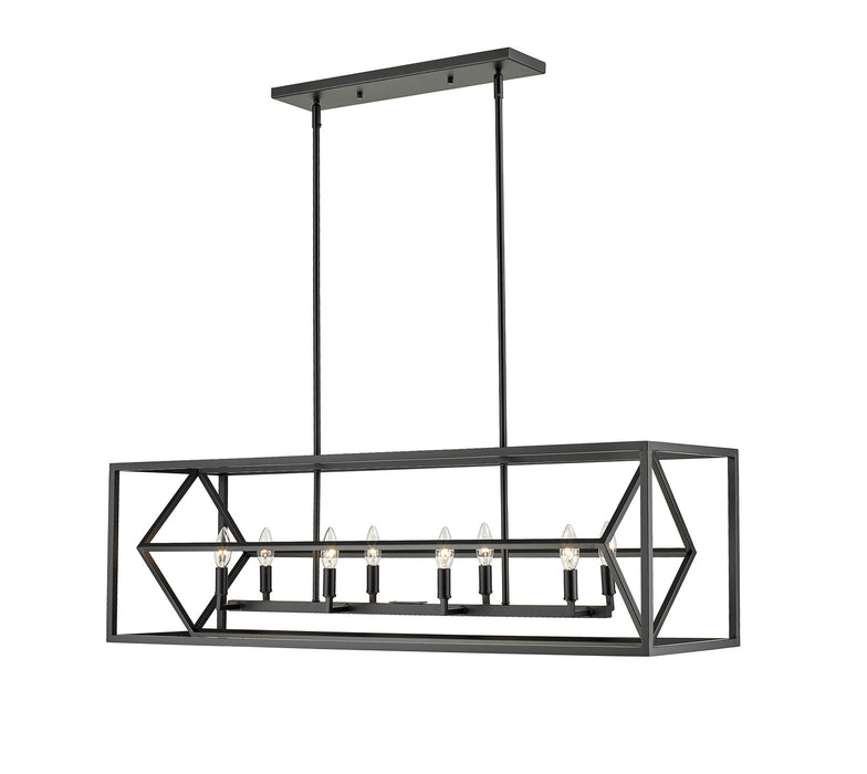 Z-Lite 457-8L-MB Eight Light Linear Chandelier, Matte Black