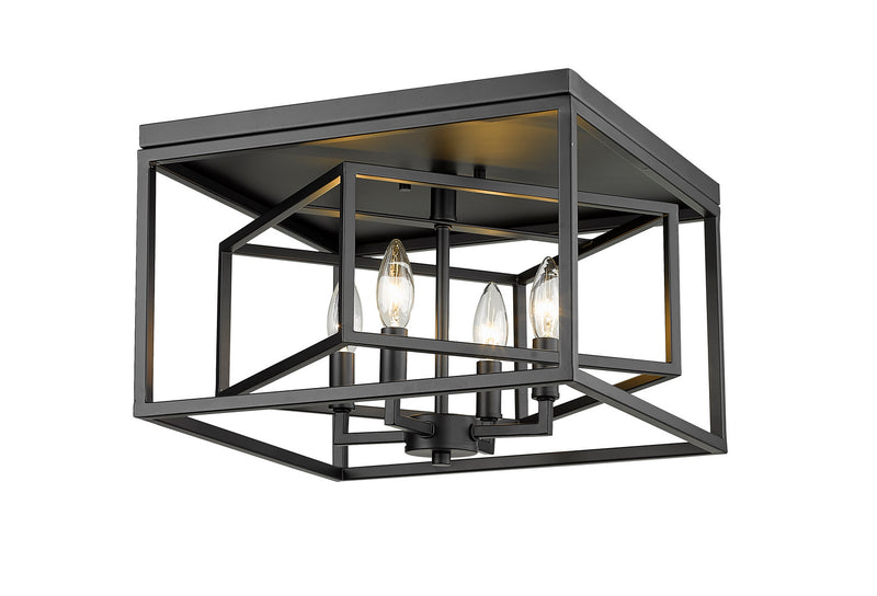 Z-Lite 457F-MB Four Light Flush Mount, Matte Black