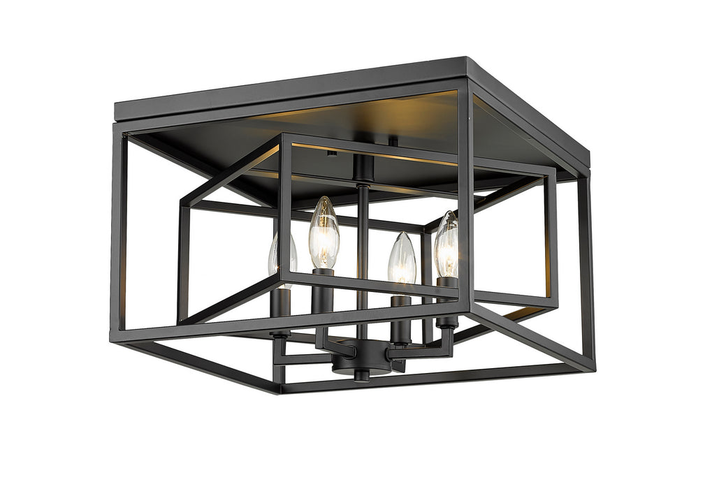 Z-Lite 457F-MB Four Light Flush Mount, Matte Black