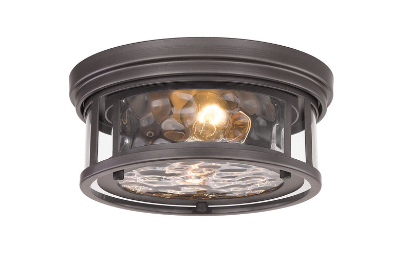 Z-Lite 493F2-BRZ Two Light Flush Mount, Bronze