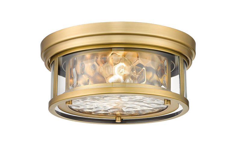 Z-Lite 493F2-RB Two Light Flush Mount, Rubbed Brass