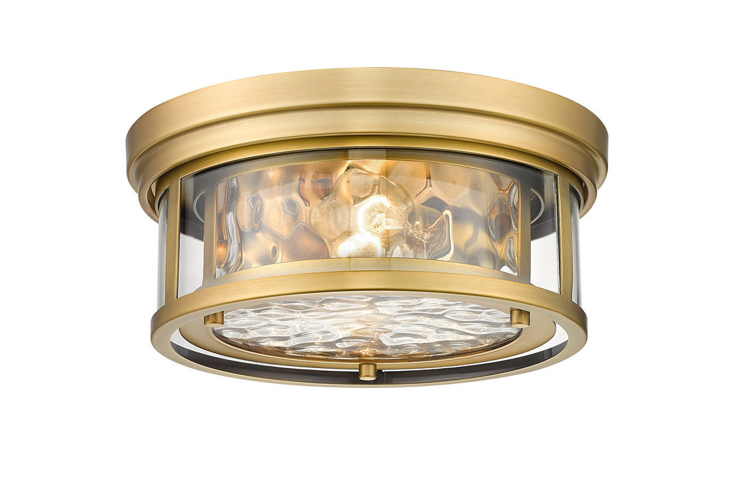 Z-Lite 493F2-RB Two Light Flush Mount, Rubbed Brass
