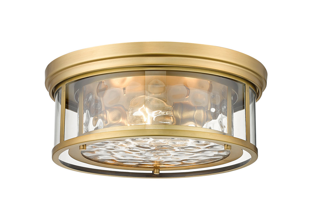 Z-Lite 493F3-RB Three Light Flush Mount, Rubbed Brass