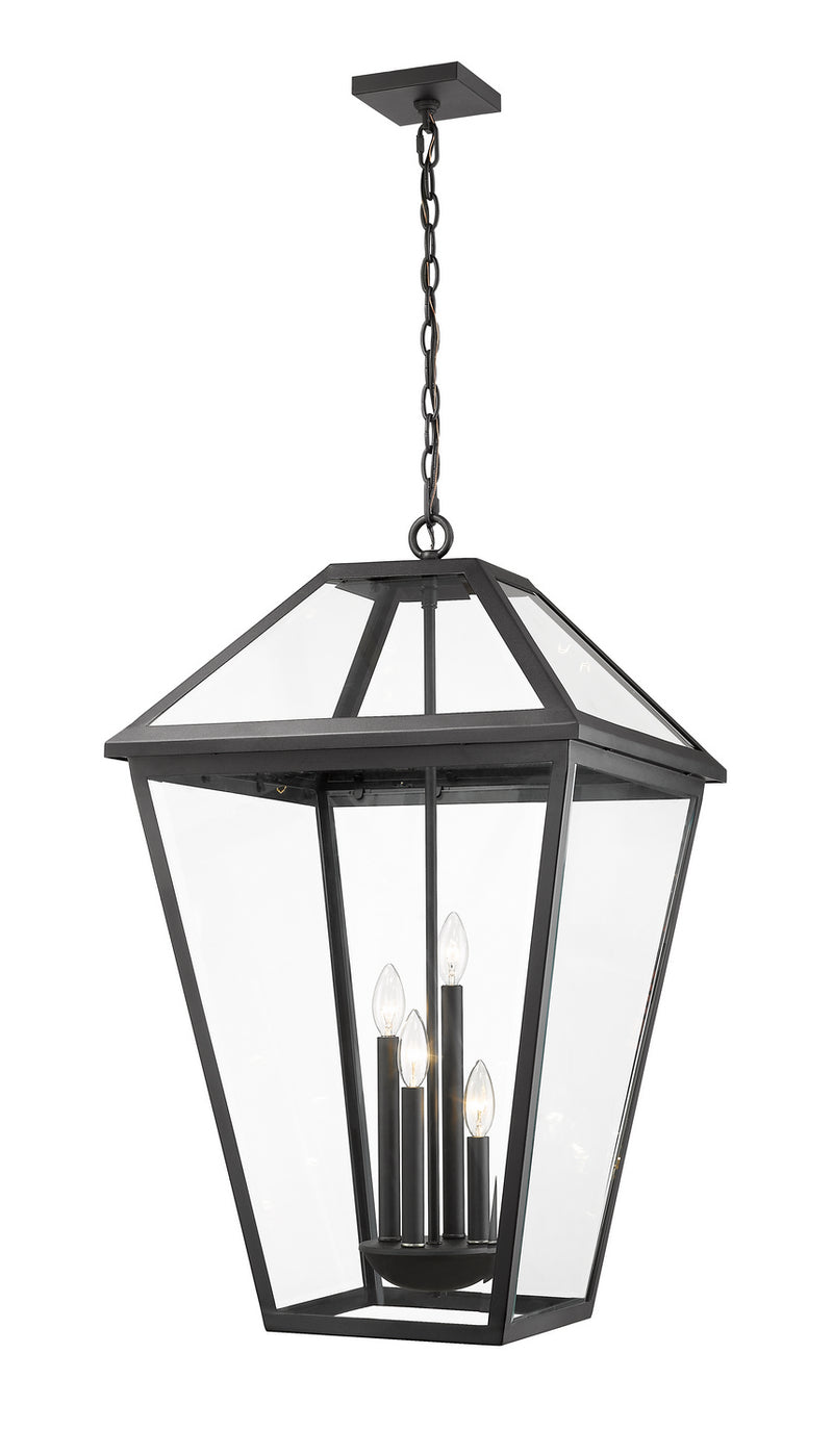 Z-Lite 579CHXLX-BK Four Light Outdoor Chain Mount Ceiling Fixture, Black