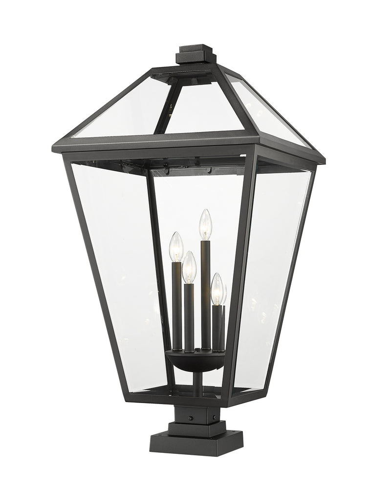 Z-Lite 579PHXLXS-SQPM-BK Four Light Outdoor Pier Mounted Fixture, Black