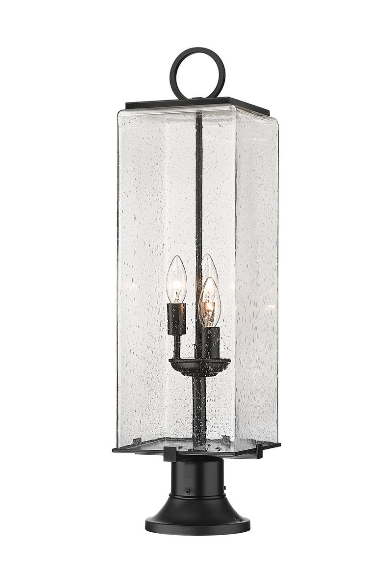 Z-Lite 592PHBR-553PM-BK Three Light Outdoor Pier Mounted Fixture, Black
