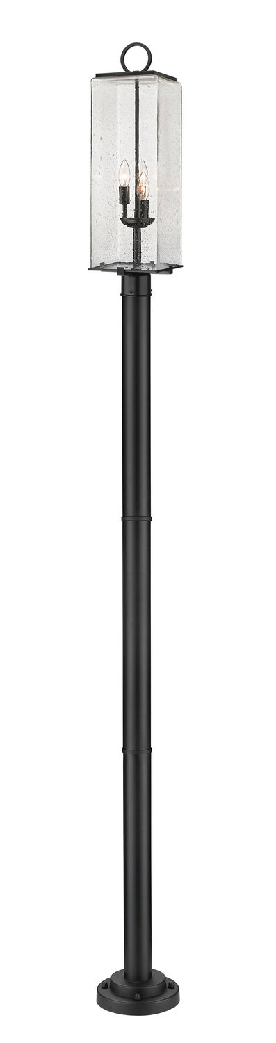Z-Lite 592PHBR-567P-BK Three Light Outdoor Post Mounted Fixture, Black