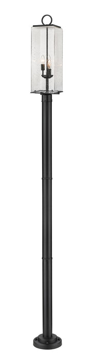 Z-Lite 592PHBR-567P-BK Three Light Outdoor Post Mounted Fixture, Black
